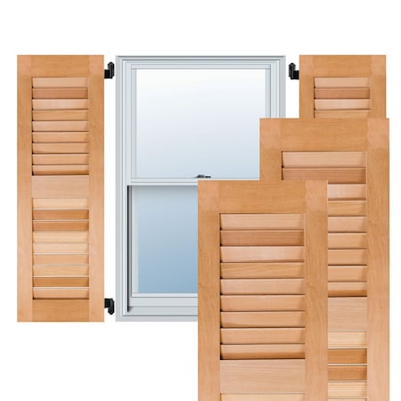 18W X 26H Exterior Real Wood Sapele Mahogany Open Louvered Shutters, Unfinished PR